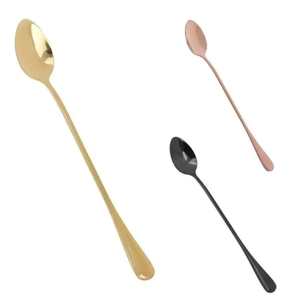 Hot Rust Resistant 12 Pieces Stainless Steel With Long Handle Mixing Coffee Polished Tea Spoons For Restaurant Cafe