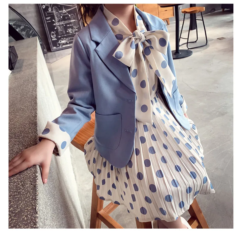 Блейзер для девочек Осенняя Новинка Детский блейзер в западном стиле Цвет синий