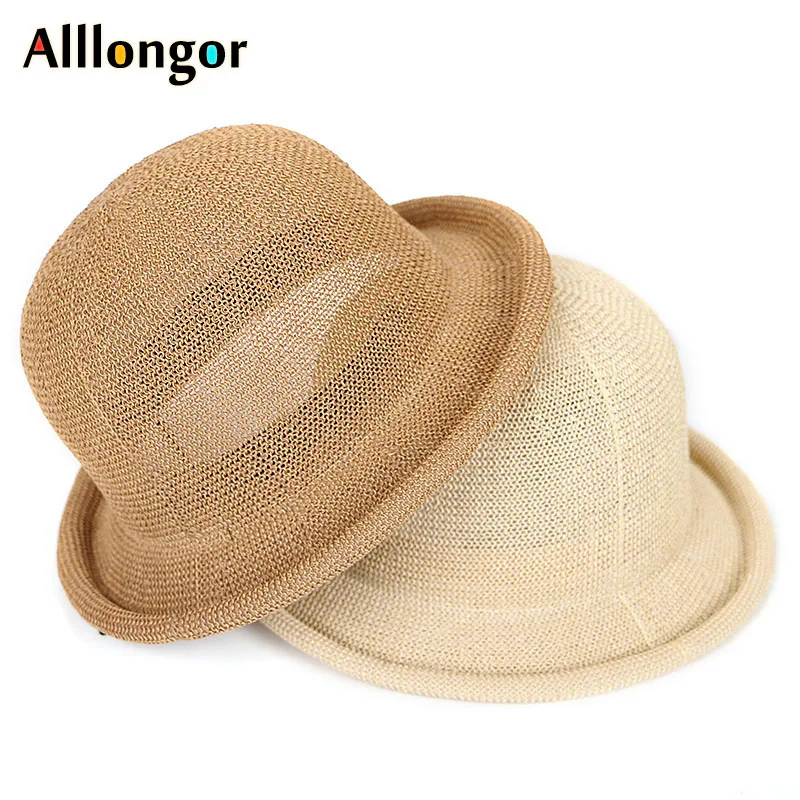 Женская пляжная соломенная шляпа sombrero mujer летняя дышащая с купольным верхом