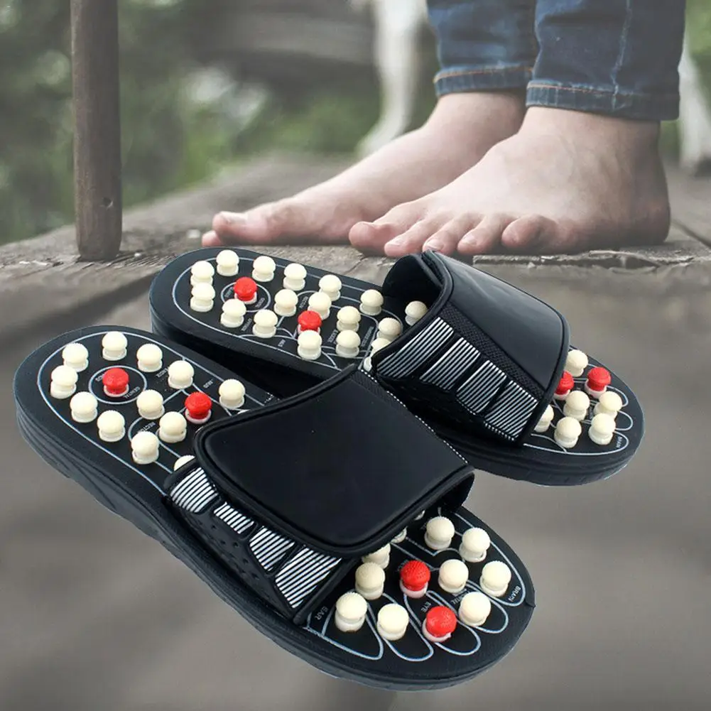 Фитнес акупунктурные массажные тапочки сандалии для мужчин ноги китайский акупрессур Терапия Медицинская вращающаяся Массажная обувь для ног унисекс