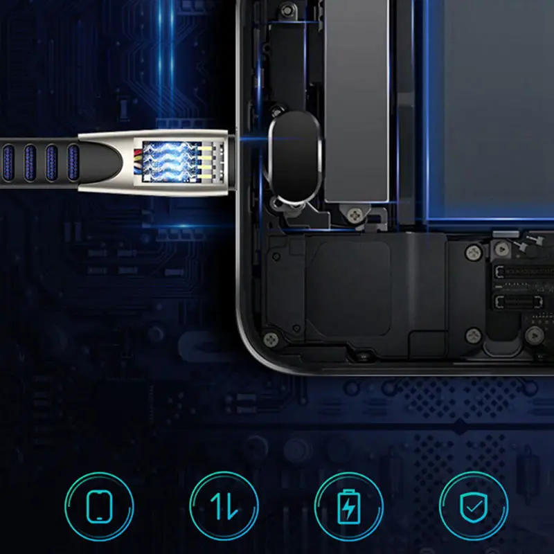 Micro-Usb зарядное устройство Быстрая зарядка кабель для Xiaomi huawei Microusb кабель для передачи данных для Android мобильных телефонов Кабели(серый серебристый+ Bla