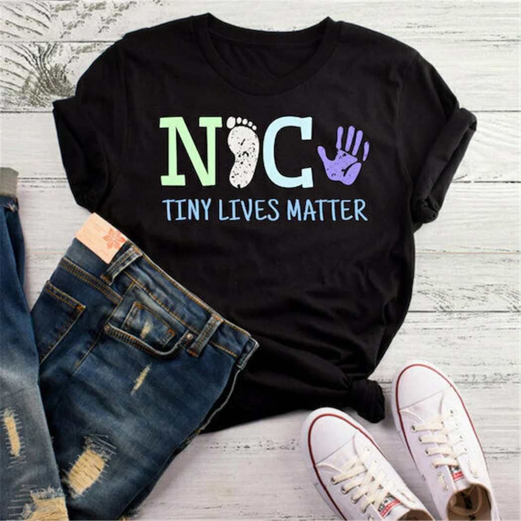 NICU Tiny Lives Matter футболка для медсестры Pree фирменная одежда топы|Футболки| |