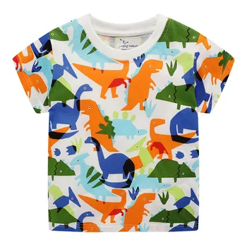 

Handsome Baby Fashion Knitted Short Sleeve Fashion Children's Half Sleeve Printed Dinosaur Top Short Sleeve T-shirt 6476