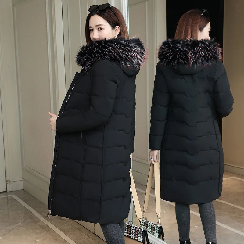 

Cotton-padded Clothes Women's Mid-length 2019 Winter New Style Korean-style Thick Warm Cotton-padded Clothes Cold Slim Fit Fur C