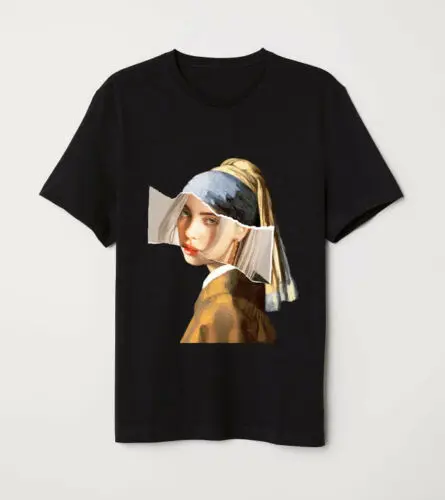 

Billie Eilish Is Girl With A Pearl Earing Funny Vermeer Mashup Black T-Shirt Unisex S-3Xl