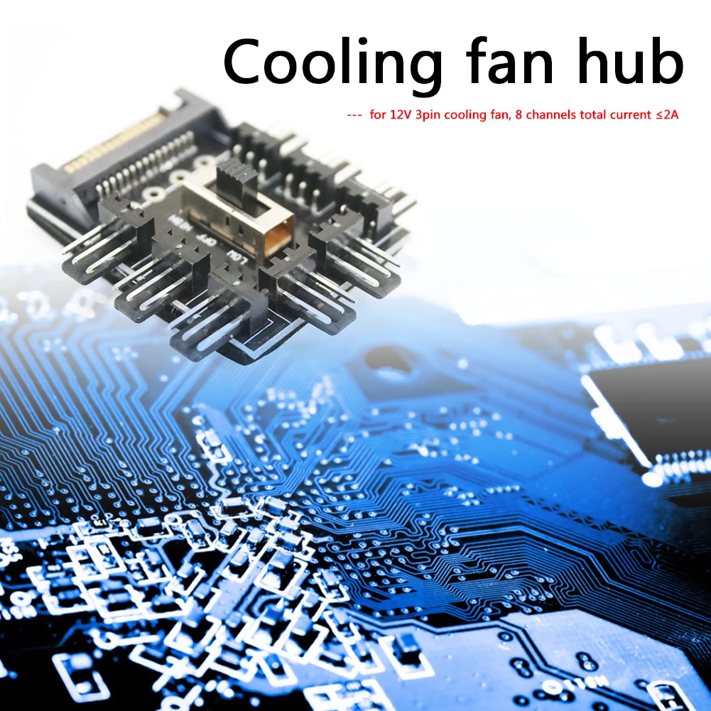 Кулер вентилятор охлаждения хаб ПК SATA 1 до 8 3Pin 12V Мощность розетка адаптер PCB 2