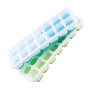 

Ice Square Tray with Lid, 2 Pieces, Easy-To-Resolve Silicone and Flexible 14 Ice Tray,with Lid,Suitable for Cold Drinks