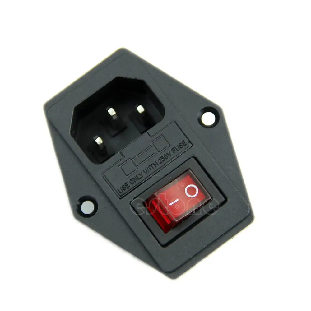 Черный 1 шт. Черный Красный AC 250V 10A 3 Клеммная розетка с держателем предохранителя - Цвет: Черный