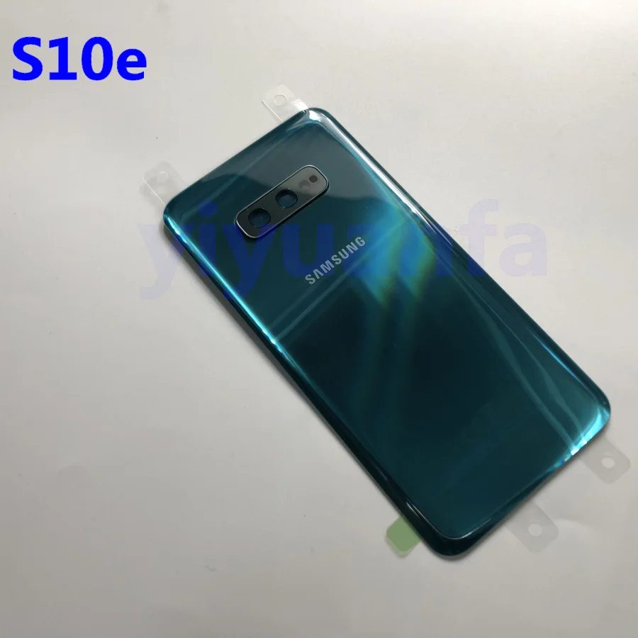 Samsung Galaxy S10 G973 S10 Plus G975 S10E задняя крышка батарейного отсека задняя крышка Корпус Запасные части+ стеклянная рамка объектива камеры - Цвет: S10e green