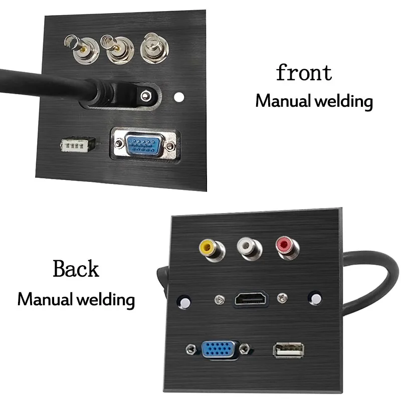 Алюминиевый сплав Разъем panle VGA HDMI USB видео R L порт pd Разъем сварочный патч Плата расширения черная матовая панель