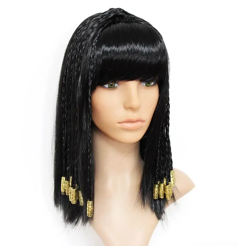 Korotkij Parik Pletenye Volosy Egipetskaya Koroleva Kleopatra Pricheska Chistye Chelki Vechernie Sinteticheskie Kostyumy Na Hellouin Kosplej Pariki Dlya Zhenshin On Aliexpress