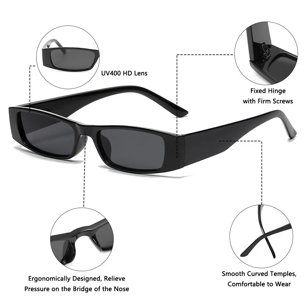 Retro Small Rectangle Sunglasses with UV Protection
