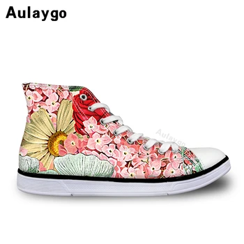 

Aulaygo Kids Shoes Chic Korean Version Fashion Retro Style Blossom Chidlren's Canvas Shoes Flower Printing White High Sneakers