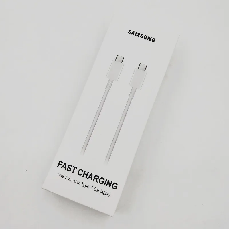 White with box 100%Original Samsung Note 10+ Dual Type C Cable Galaxy Charge cable quick fast charge USB 3.1 Type-C for A8S A9S A6S A80 A90 - Цвет: White with box