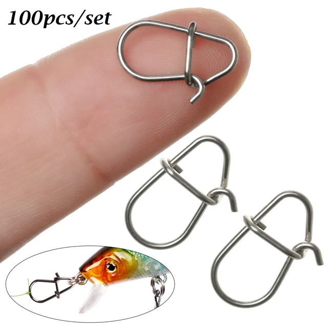 100Pcs/Lot Stainless Steel Carp Fishing Barrel Swivel Tackle Snap