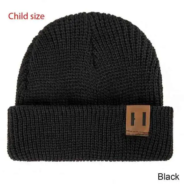 child black TRUENJOY/Новое поступление, Детская Зимняя Шапка-бини, мягкая теплая вязаная шапочка-бини для мужчин и женщин, SKullies, девочки-мальчики, взрослые дети - Цвет: child black