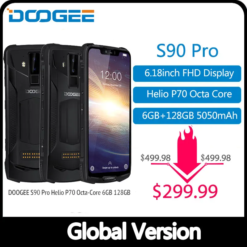 IP68 DOOGEE S90 Pro модульный прочный мобильный телефон Helio P70 Восьмиядерный 6 ГБ 128 ГБ 6,18 дюйма дисплей 12V2A 5050 мАч 16MP+ 8MP Android 9