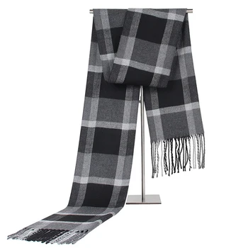 

Men Scarf Autumn Winter Warm Plaid Cashmere Scarves Fashion Design Casual Cotton Scarf High Quality Tassels Shawl