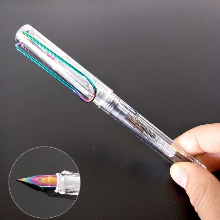 

0.38mm Luxury Colorful Nib Transparent Fountain Pen For School Office Student Use Stationery Art Supplies 2019 New