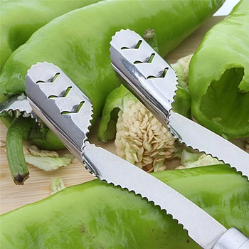 

Silver Stainless Steel Vegetable Core Remover Multifunctional Bitter Gourd Tomato Pepper Core Fruit And Vegetable Seed Remover