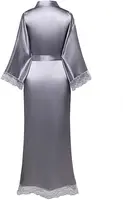 2019 New Silk Satin Lace Robes Bridesmaid Bride Robes Wedding Long Robe Bathrobe Womens Robe Lingerie Robe - Image 6