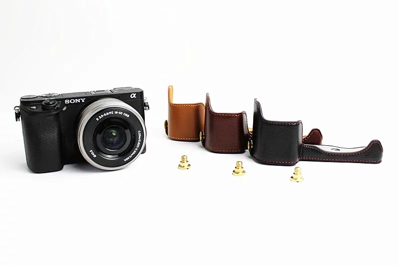 Кожаный чехол для камеры с полукорпусом для sony A6000 A6300