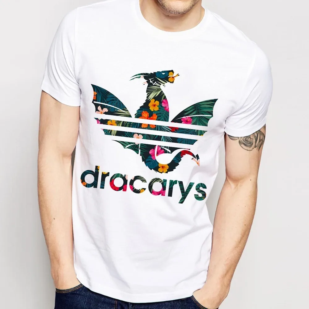 white Daenerys Dragon Dracarys забавная Футболка мужская летняя новая белая винтажная Повседневная футболка унисекс homme Harajuku - Цвет: white