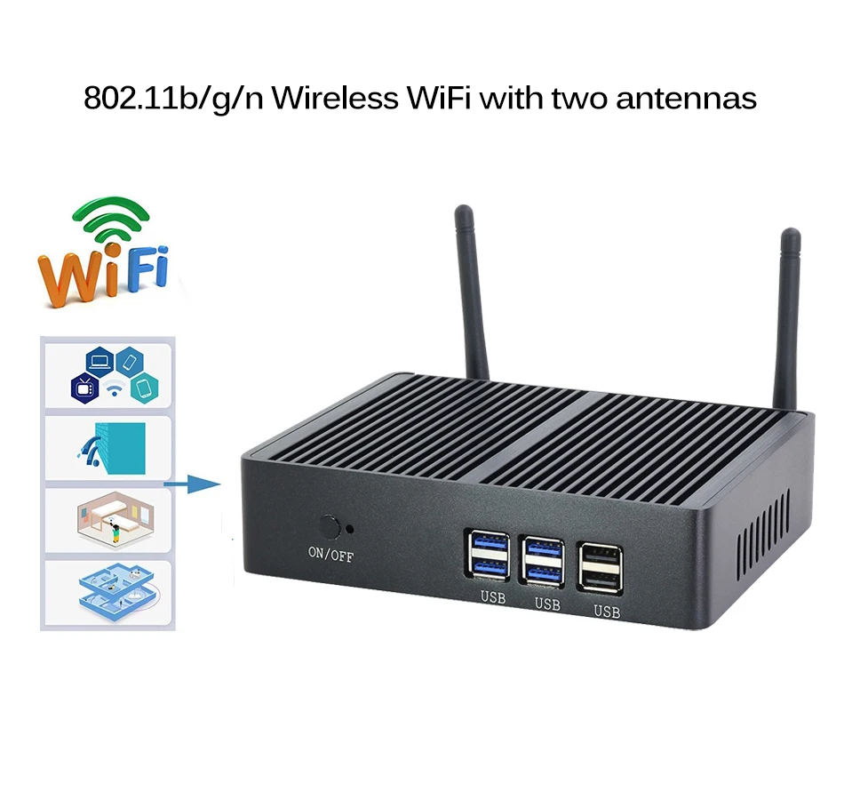 Недорогой мини ПК Intel Core i5 7200U 4210Y i3 7100U i7 5500U без вентилятора Windows 10 DDR3L WiFi HDMI VGA HD Graphics