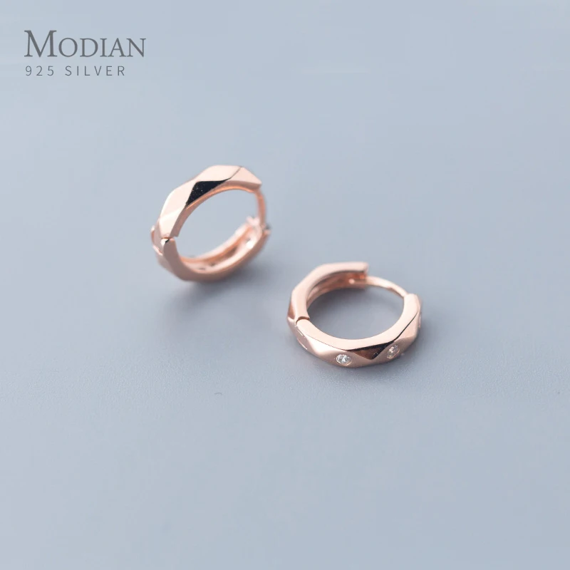 

Modian Silver 925 Jewelry Minimalism Clear CZ Hoop Earrings for Women Sterling Silver 925 Anti-allergy Fine Jewelry Gifts