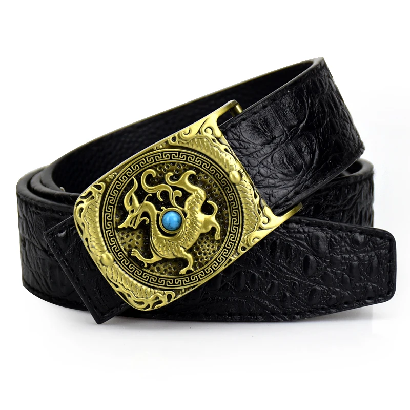 men belt Luxury designer Crocodile pattern belts high quality fashion ceinture Jeans black waistband men punk belt free shipping