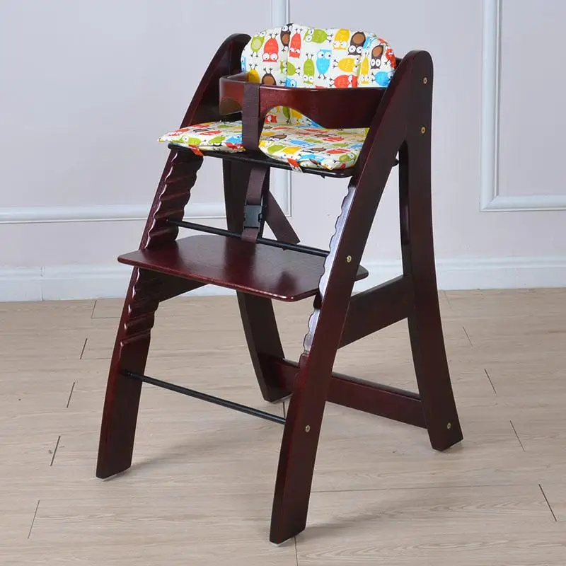 Baby dining chair wooden environmental multifunctional adjustable child seat - Цвет: coffee 4