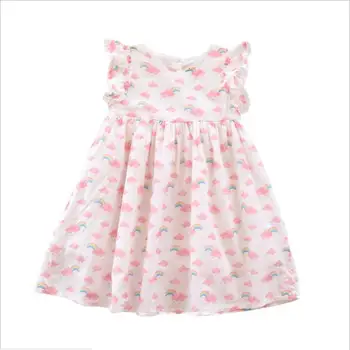 

Baby Girls Rainbow Print Cotton Cute Dress Summer Girls Leisure Dresses Kids Clothing Wholesale