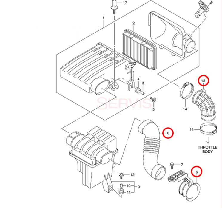 Всасывающий шланг воздушного фильтра/впускной шланг дроссельной заслонки для Suzuki Swift 1,5 корпус воздушного фильтра впускная труба