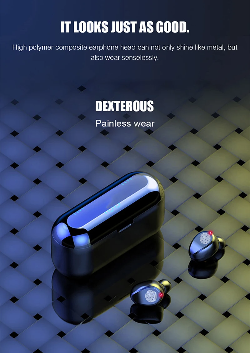 New F9 Wireless Headphones Bluetooth 5.0 Earphone TWS HIFI Mini In-ear Sports Running Headset Support iOSAndroid Phones HD Call (18)