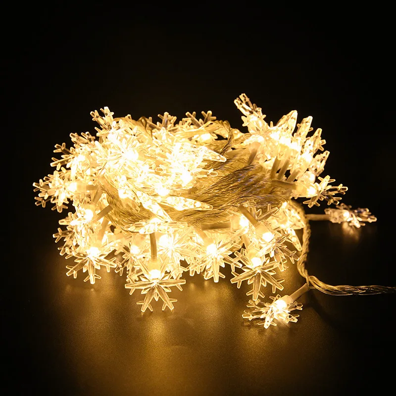 Christmas Snowflake Light Fairy String Led Lights Garland Hanging Ornaments for Merry Christmas New Year Decoration 1.5/3/6/10M