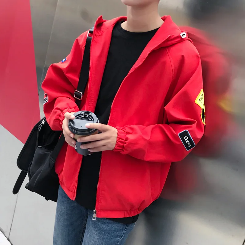 

2019 Autumn Clothing New Style Men Labeling Decoration Trend Jacket Large Size Badge Hooded Students Jacket Main Push