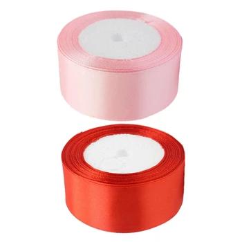 

2 Roll 40mm 22 Meters Silk Satin Ribbon for Wedding Party(Pink&Red)