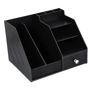 

Black Multi-Functional PVC Desk Organizer Drawer Trays Office Desktop Organizers File Holders Office Supplies