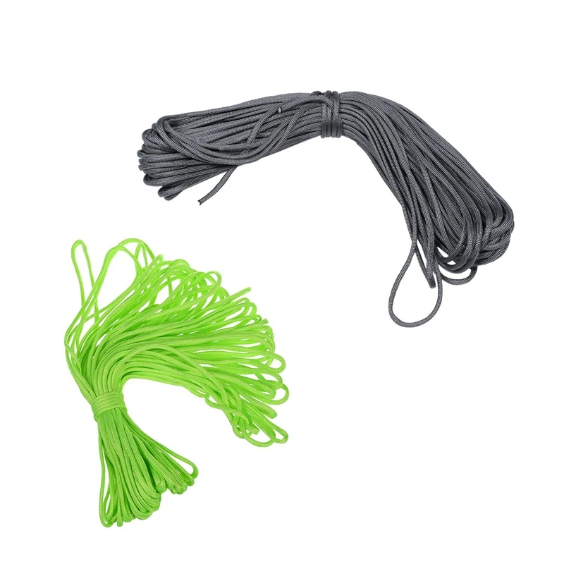 2Pcs 100Ft 7 Strand 550 Survival Bushcraft Паракорд парашютный шнур Тип Iii-серый и неоновый зеленый