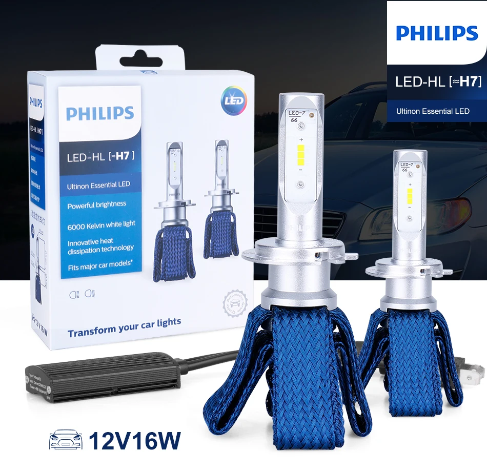 Philips Ultinon эфирный H7 светодиодный 12 в 6000 К Автомобильный светодиодный фары авто HL луч тепловой холодный 11972UEX2 luces светодиодный para Авто 2 шт