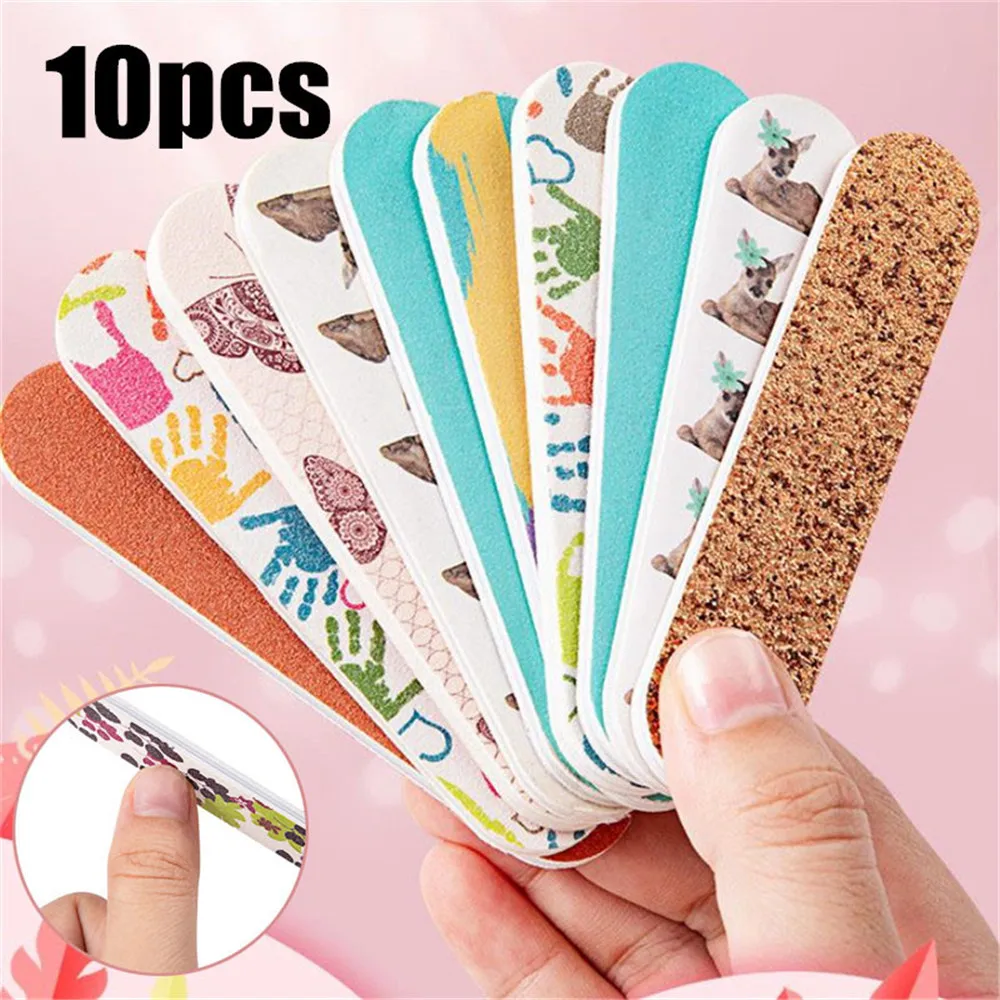 

Random 10Pcs/Set Double Side Nail File Mini Disposable Nail Buffer Files Sanding Block Grit Professional Manicure Pedicure Tools