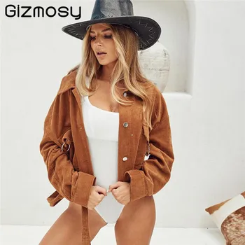 

Autumn New Fashion Long Sleeve Corduroy Jackets Coats Women's Clothing Casual Wild Ladies Solid Color Loose Jacket 2019 SY5188