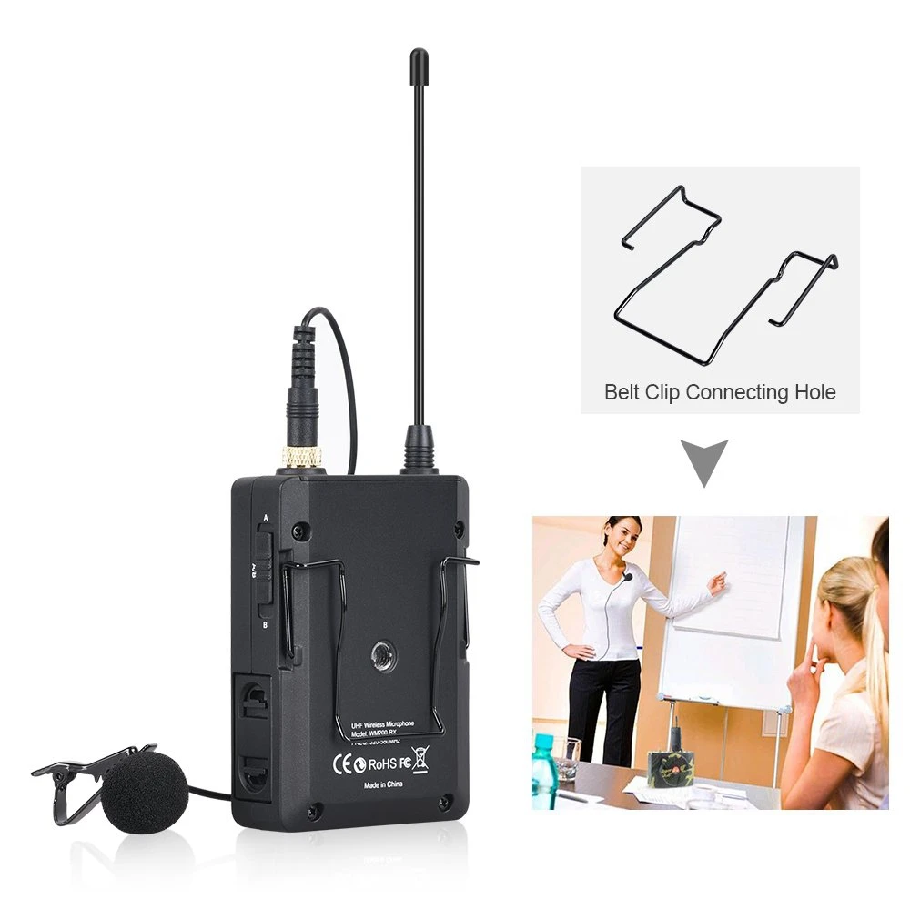 

ABKK-CoMica CVM-WM200TX UHF 96-Channels 120M Working Distance Lavalier Metal Wireless microphone Transmitter for SLR Cameras