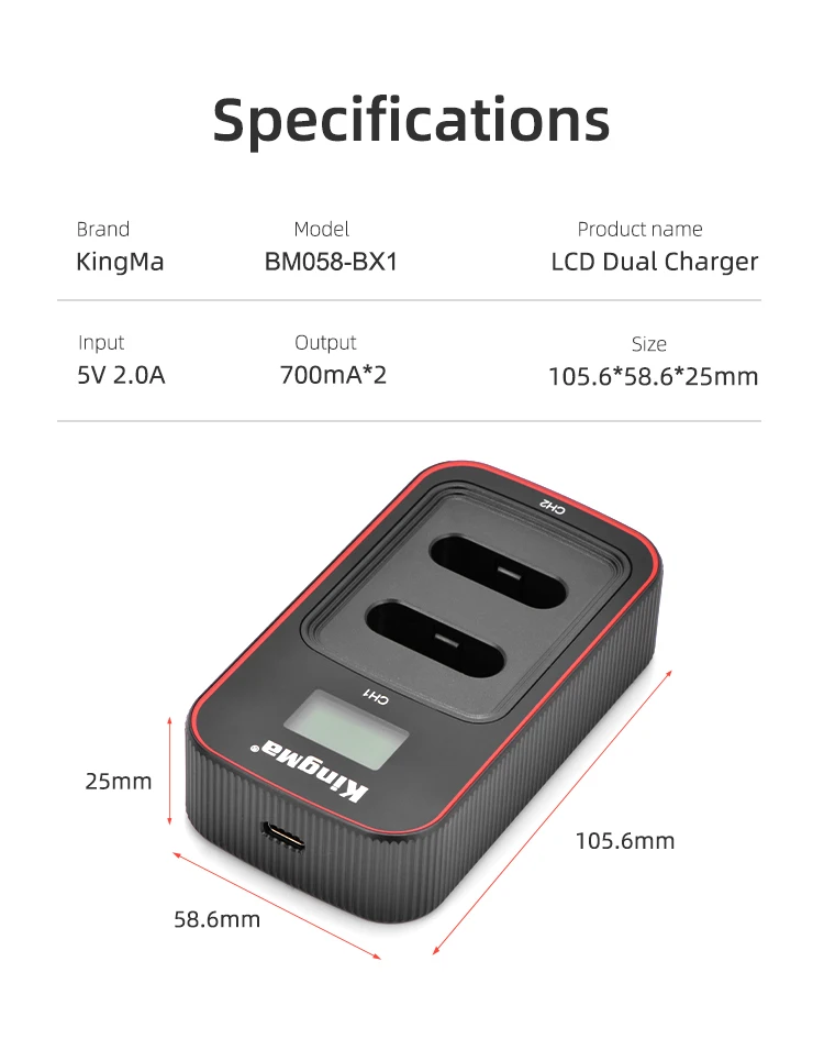 KingMa NP-BX1 NP BX1 Battery Charger LCD USB Charger For Sony  ZV-1 RX100M7 M6 M5 M4 M3 M2 RX1R II DSC-HX90 WX350 HX90 HX400 charger for smart band