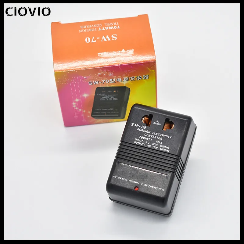 CIOVIO трансформатор 70 Вт 100 Вт 150 Вт 220 В до 110 В преобразователь обмена трансформатор путешествия Двухканальное питание конвертер - Color: SW-70(70W) 220V-110V