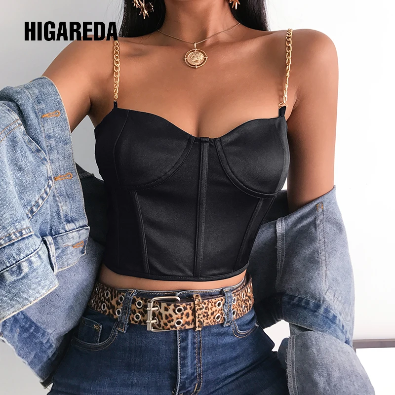 

Elegant Patchwork Chain Strap Tank Top Women Backless Sexy Crop Tops Tees Harajuku Black Cami Top Summer Camisole