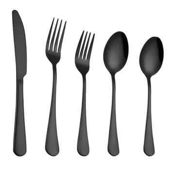 

6*5 Pcs/pack Black Dinnerware Set Cutlery Stainless Steel Black Cutlery Set Rainbow Dinner Tableware Wedding Silverware Set#G45