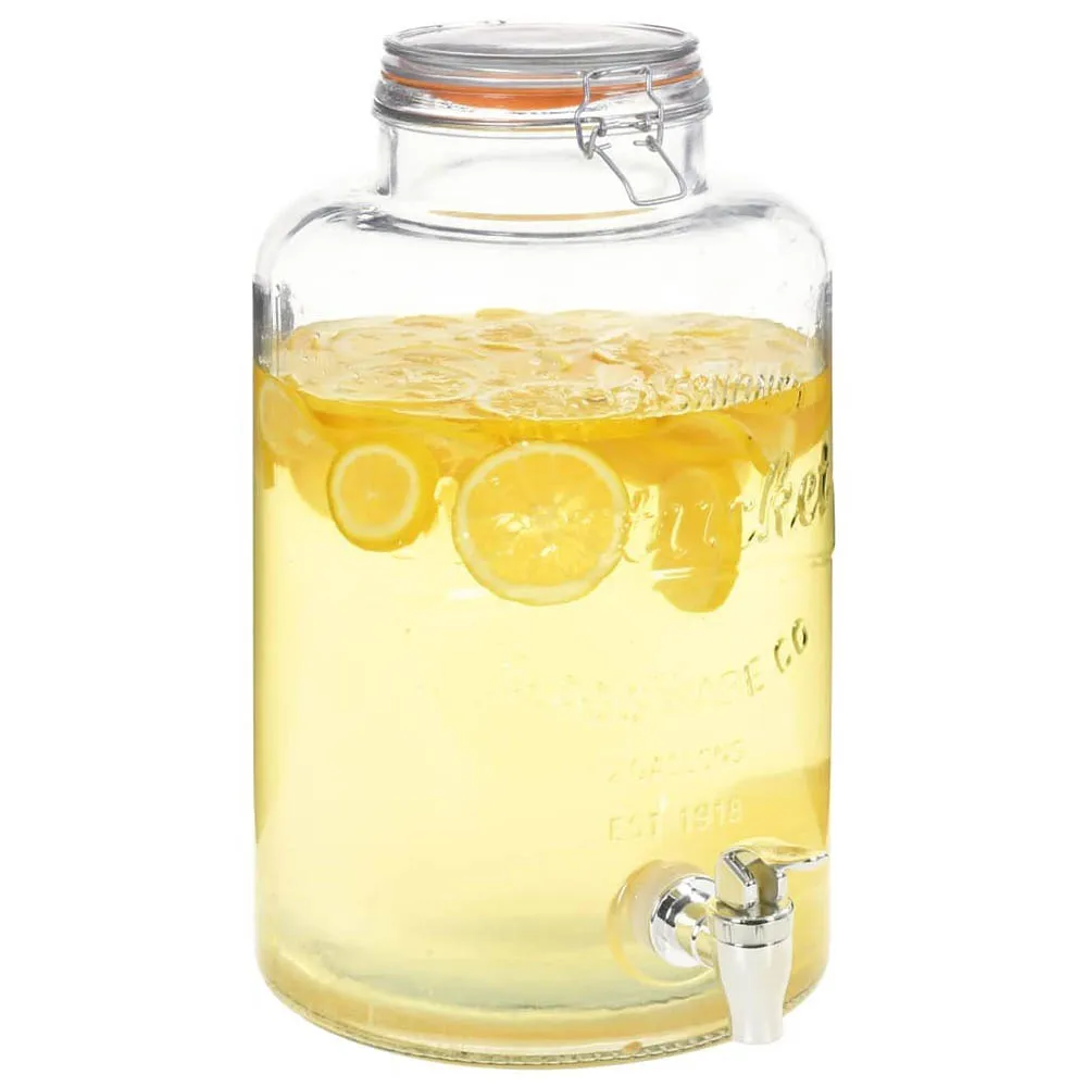 

Water Dispenser with tap Glass Storage Organizer Round Stand Jars Drink Beverage Options Dispenser for Kitchen/Party Bar Pub 8L