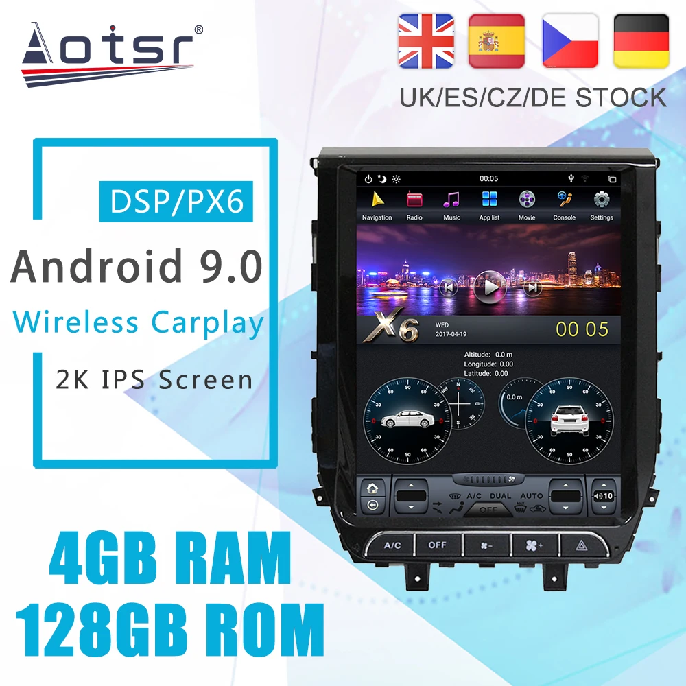 Aotsr Android 9 PX6 Tesla Styel For Toyota Land Cruiser LC200 2016+ Car DVD Player GPS Navigation DSP Auto Radio Stereo Headunit