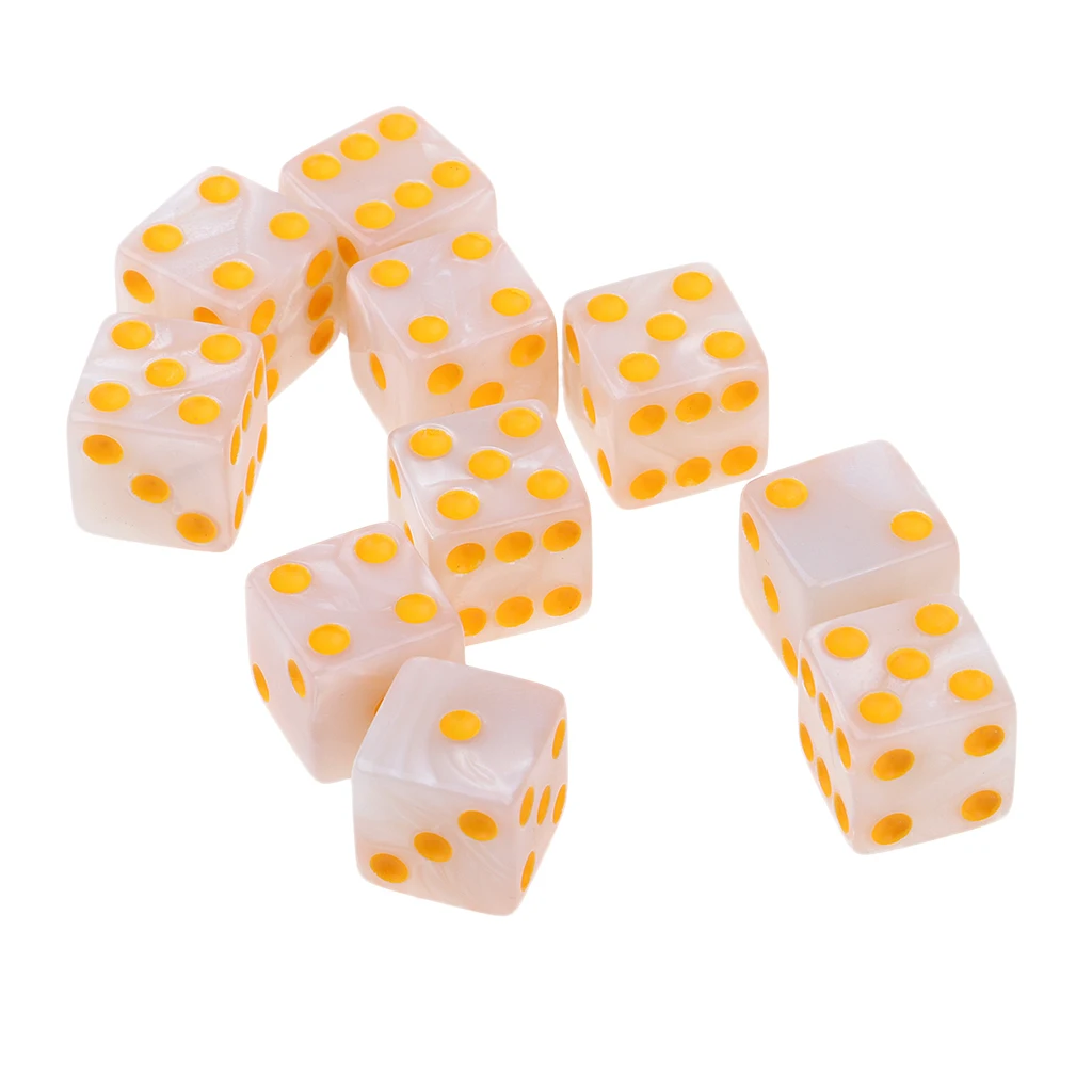10Pcs 16mm/0.63'' D6 Dices Six Sided Square Dies Toy for Pub Funny Game Accs
